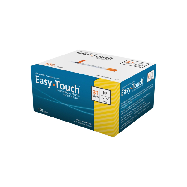 EasyTouch Standard Insulin Syringe with Needle, 516 Inch, 31 Gauge, 1 mL