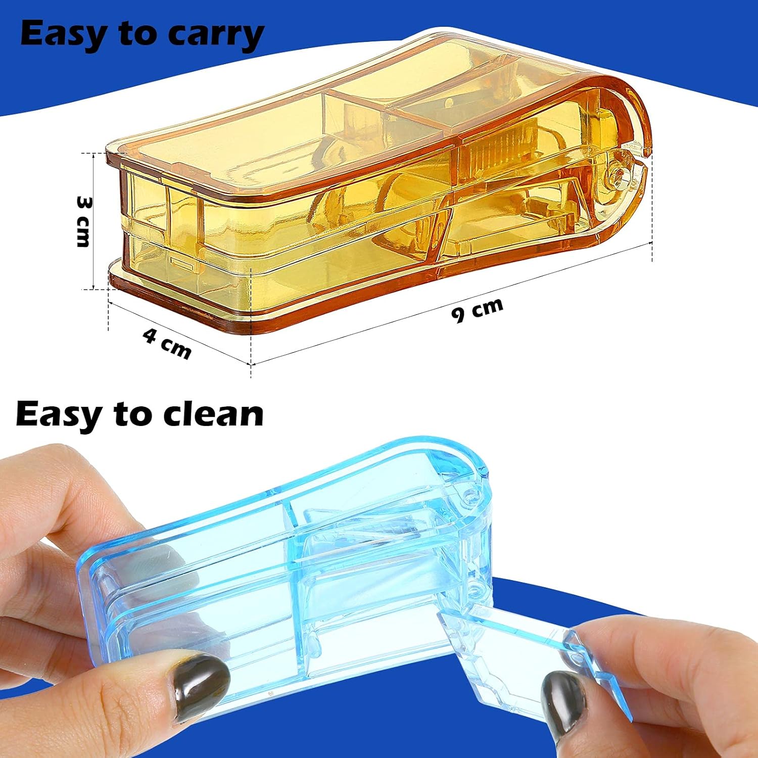 Pill Cutter Portable Medicine Holder with Stainless Steel Blade
