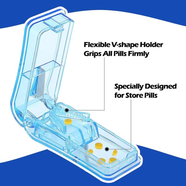 Pill Cutter Portable Medicine Holder with Stainless Steel Blade