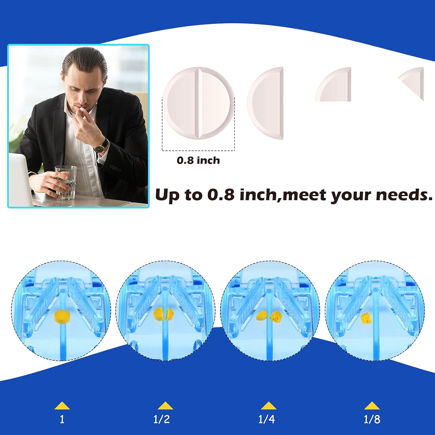 Pill Cutter Portable Medicine Holder with Stainless Steel Blade