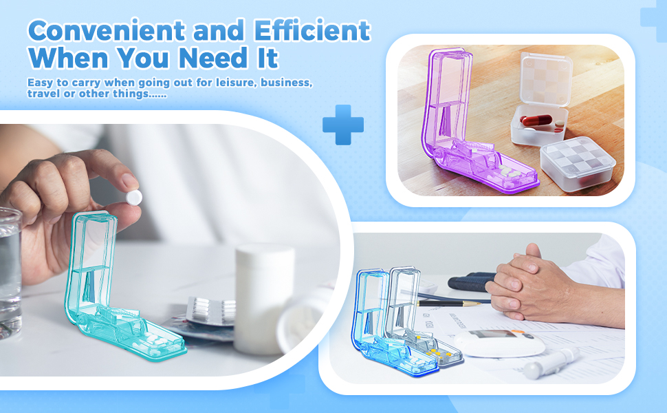 Pill Cutter Portable Medicine Holder with Stainless Steel Blade