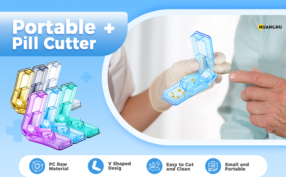 Pill Cutter Portable Medicine Holder with Stainless Steel Blade