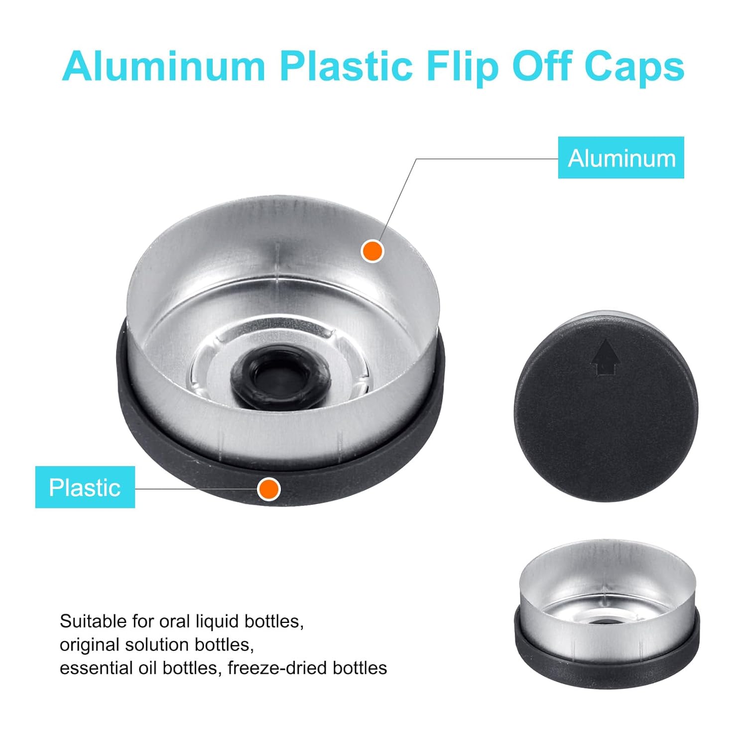 20mm Flip Off Vial Seals Black